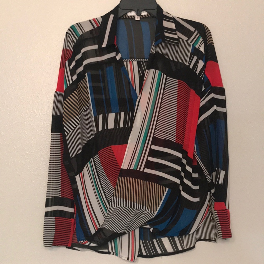 CHAUS: Sheer Long•Sleeved Dressy Shirt